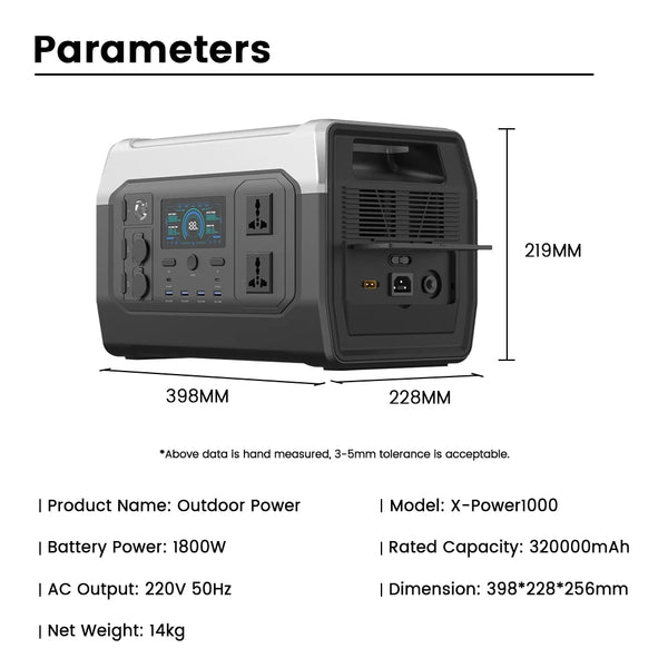 1800W Porable Power Station Outdoor Lifepo4 Battery UPS Function Pure Sine Wave Solar Generator Battery Emergency Power Supply