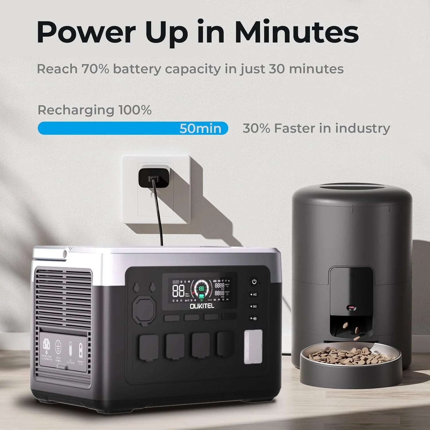 1800W Solar Generator Lifepo4 Battery Home Outdoor Emergency Portable Power Station with Wireless Charging