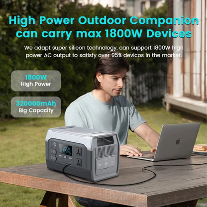 1800W Porable Power Station Outdoor Lifepo4 Battery UPS Function Pure Sine Wave Solar Generator Battery Emergency Power Supply