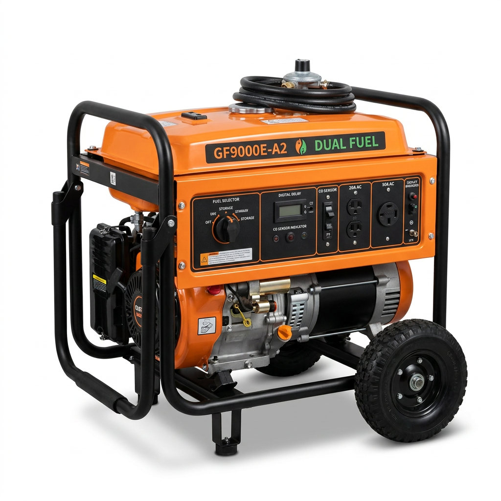 Portable Dual Fuel Generator, 4650W Peak Gasoline Power & 4130W Peak LPG Power, Home Backup Generator with Electric Start, Gas and LPG Compatibility, CO Detection, 20A & 50A Outlets — Studio Shot